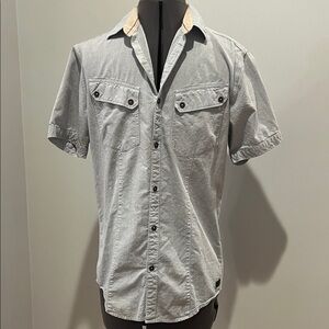 Casual Gray Button-Down Shirt for Men
